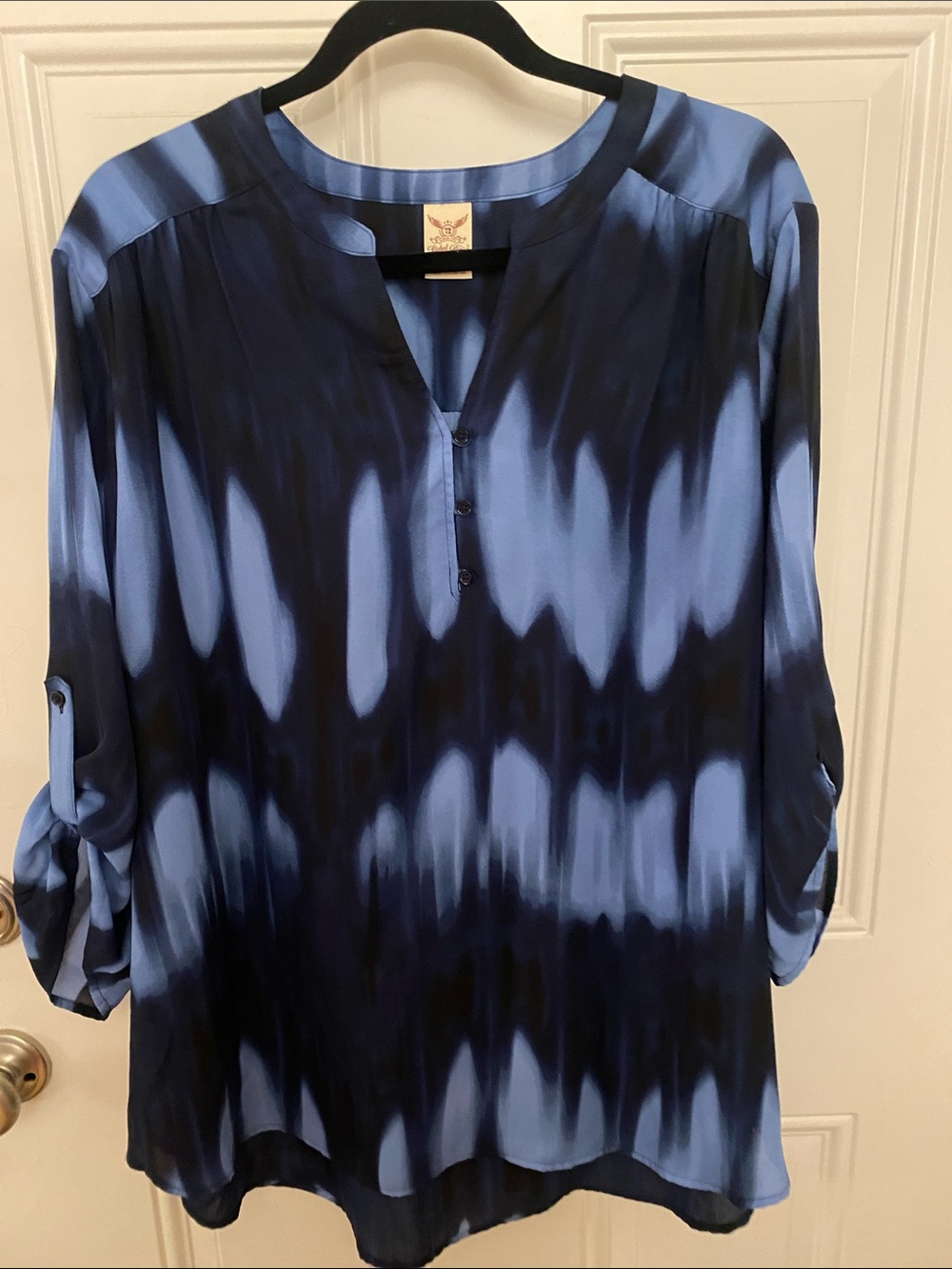 Blue Tie-Dye V-Neck Tunic 22W-24W, 3X